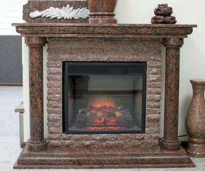 Камин гранитный в коричневых тонах