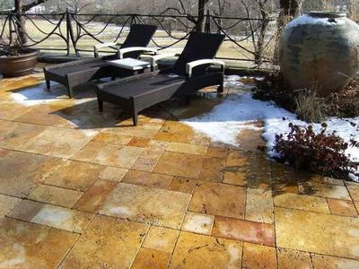 Тротуарный травертин оранжевый